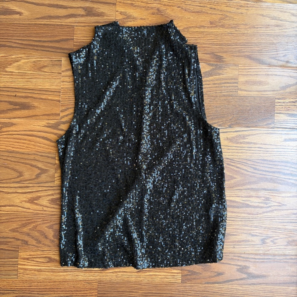 Elegant Black Sequin Sleeveless Blouse